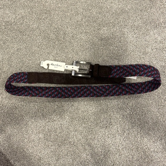 NWT Robert Graham Barlos II Belt Size 40 Woven Brown Tooled Leather Detail - Picture 1 of 10